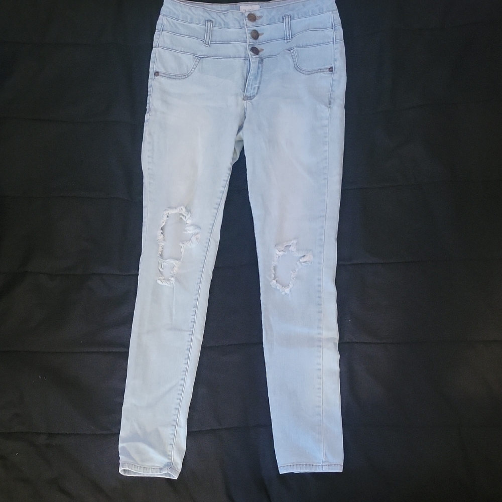 Celebrity Pink Blue Skinny Jeans Distressed Casual